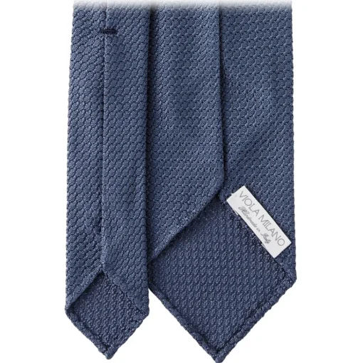 Viola Milano Ties & Bow Ties-- Grenadine Garza Grossa Unlined Tie - Sea Blue - Handmade in Italy - Luxury Exclusive Collection - Avvenice