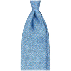 Viola Milano Ties & Bow Ties-- Grid Chain Selftipped Italian Silk Tie - Light Blue - Handmade in Italy - Luxury Exclusive Collection - Avvenice