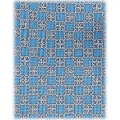 Viola Milano Ties & Bow Ties-- Grid Chain Selftipped Italian Silk Tie - Light Blue - Handmade in Italy - Luxury Exclusive Collection - Avvenice