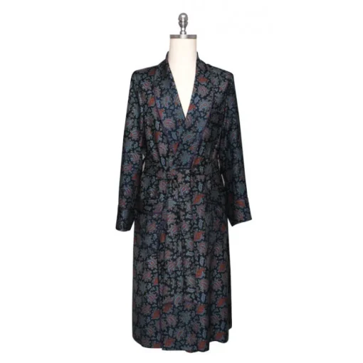 Viola Milano Dresses-- Handprinted Silk Dressing Gown - Paisley Pattern - Handmade in Italy - Luxury Exclusive Collection - Avvenice