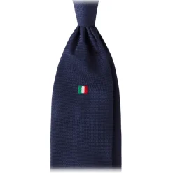 Viola Milano Ties & Bow Ties-- Italian Flag Handrolled Woven Silk Jacquard Tie - Navy - Handmade in Italy - Luxury Exclusive Collection - Avvenice