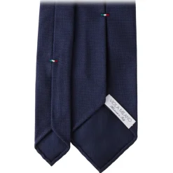 Viola Milano Ties & Bow Ties-- Italian Flag Handrolled Woven Silk Jacquard Tie - Navy - Handmade in Italy - Luxury Exclusive Collection - Avvenice