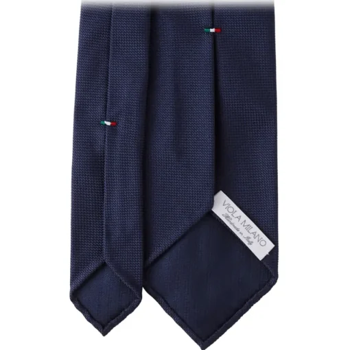 Viola Milano Ties & Bow Ties-- Italian Flag Handrolled Woven Silk Jacquard Tie - Navy - Handmade in Italy - Luxury Exclusive Collection - Avvenice