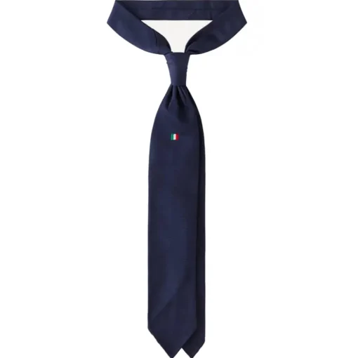 Viola Milano Ties & Bow Ties-- Italian Flag Handrolled Woven Silk Jacquard Tie - Navy - Handmade in Italy - Luxury Exclusive Collection - Avvenice