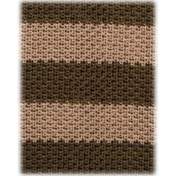 Viola Milano Ties & Bow Ties-- Knitted Classic Stripe Silk Tie - Olive/Sand - Handmade in Italy - Luxury Exclusive Collection - Avvenice