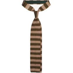 Viola Milano Ties & Bow Ties-- Knitted Classic Stripe Silk Tie - Olive/Sand - Handmade in Italy - Luxury Exclusive Collection - Avvenice