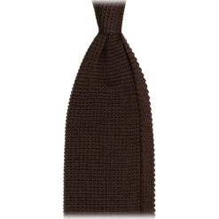 Viola Milano Ties & Bow Ties-- Knitted Limited Label V-End Silk Tie - Brown - Handmade in Italy - Luxury Exclusive Collection - Avvenice