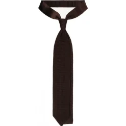 Viola Milano Ties & Bow Ties-- Knitted Limited Label V-End Silk Tie - Brown - Handmade in Italy - Luxury Exclusive Collection - Avvenice