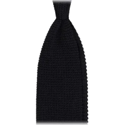 Viola Milano Ties & Bow Ties-- Knitted Limited Label V-End Silk Tie - Navy - Handmade in Italy - Luxury Exclusive Collection - Avvenice