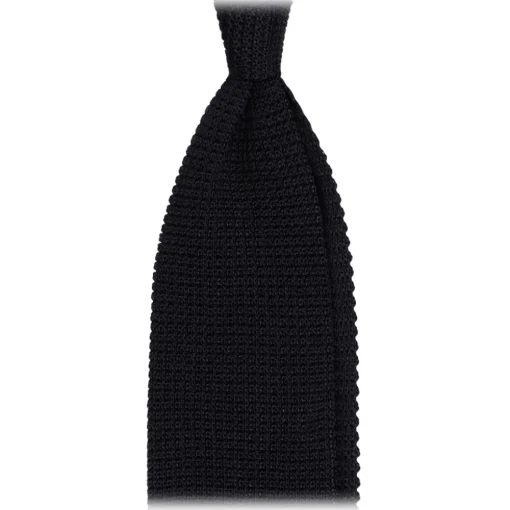 Viola Milano Ties & Bow Ties-- Knitted Limited Label V-End Silk Tie - Navy - Handmade in Italy - Luxury Exclusive Collection - Avvenice