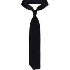 Viola Milano Ties & Bow Ties-- Knitted Limited Label V-End Silk Tie - Navy - Handmade in Italy - Luxury Exclusive Collection - Avvenice