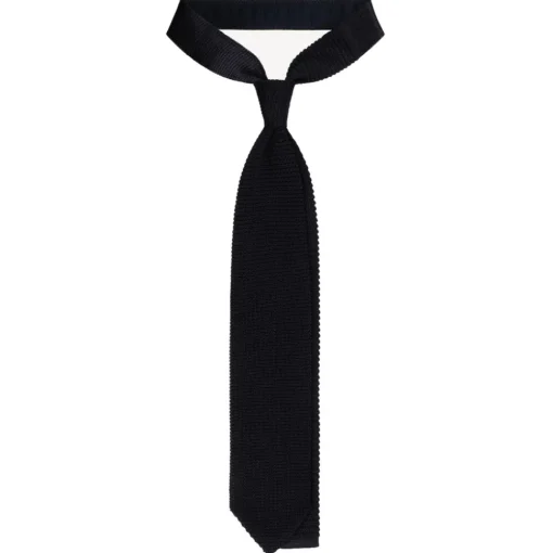 Viola Milano Ties & Bow Ties-- Knitted Limited Label V-End Silk Tie - Navy - Handmade in Italy - Luxury Exclusive Collection - Avvenice