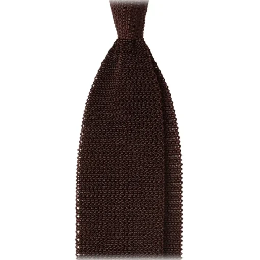 Viola Milano Ties & Bow Ties-- Knitted Solid V-End Silk Tie - Brown - Handmade in Italy - Luxury Exclusive Collection - Avvenice