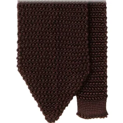 Viola Milano Ties & Bow Ties-- Knitted Solid V-End Silk Tie - Brown - Handmade in Italy - Luxury Exclusive Collection - Avvenice