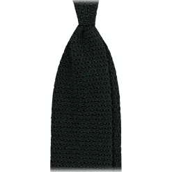 Viola Milano Ties & Bow Ties-- Knitted Solid V-End Silk Tie - Forest - Handmade in Italy - Luxury Exclusive Collection - Avvenice