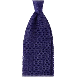 Viola Milano Ties & Bow Ties-- Knitted Solid V-End Silk Tie - Purple - Handmade in Italy - Luxury Exclusive Collection - Avvenice