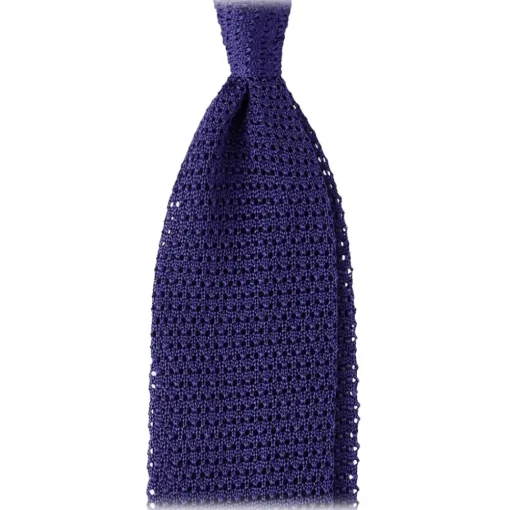 Viola Milano Ties & Bow Ties-- Knitted Solid V-End Silk Tie - Purple - Handmade in Italy - Luxury Exclusive Collection - Avvenice