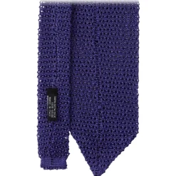 Viola Milano Ties & Bow Ties-- Knitted Solid V-End Silk Tie - Purple - Handmade in Italy - Luxury Exclusive Collection - Avvenice