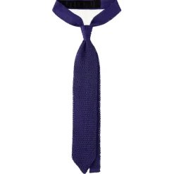Viola Milano Ties & Bow Ties-- Knitted Solid V-End Silk Tie - Purple - Handmade in Italy - Luxury Exclusive Collection - Avvenice