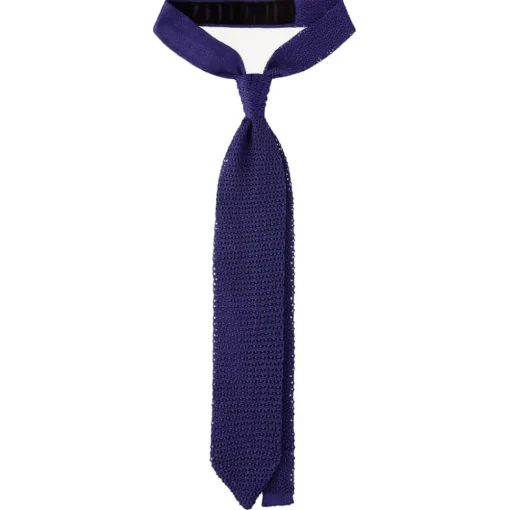 Viola Milano Ties & Bow Ties-- Knitted Solid V-End Silk Tie - Purple - Handmade in Italy - Luxury Exclusive Collection - Avvenice