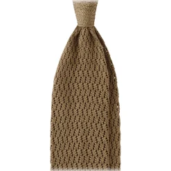 Viola Milano Ties & Bow Ties-- Knitted Zig Zag Pattern Silk Tie - Taupe - Handmade in Italy - Luxury Exclusive Collection - Avvenice