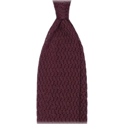 Viola Milano Ties & Bow Ties-- Knitted Zig Zag Pattern Silk Tie - Burgundy - Handmade in Italy - Luxury Exclusive Collection - Avvenice