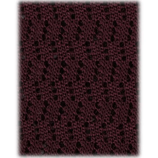 Viola Milano Ties & Bow Ties-- Knitted Zig Zag Pattern Silk Tie - Burgundy - Handmade in Italy - Luxury Exclusive Collection - Avvenice