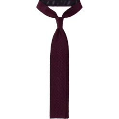 Viola Milano Ties & Bow Ties-- Knitted Zig Zag Pattern Silk Tie - Burgundy - Handmade in Italy - Luxury Exclusive Collection - Avvenice