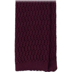 Viola Milano Ties & Bow Ties-- Knitted Zig Zag Pattern Silk Tie - Burgundy - Handmade in Italy - Luxury Exclusive Collection - Avvenice