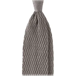 Viola Milano Ties & Bow Ties-- Knitted Zig Zag Pattern Silk Tie - Light Grey - Handmade in Italy - Luxury Exclusive Collection - Avvenice
