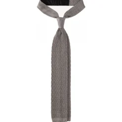 Viola Milano Ties & Bow Ties-- Knitted Zig Zag Pattern Silk Tie - Light Grey - Handmade in Italy - Luxury Exclusive Collection - Avvenice