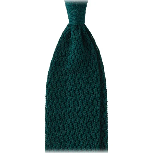 Viola Milano Ties & Bow Ties-- Knitted Zig Zag Pattern Silk Tie - Spring Forest - Handmade in Italy - Luxury Exclusive Collection - Avvenice