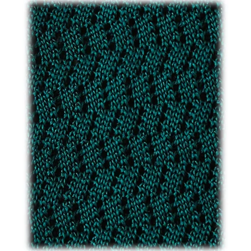 Viola Milano Ties & Bow Ties-- Knitted Zig Zag Pattern Silk Tie - Spring Forest - Handmade in Italy - Luxury Exclusive Collection - Avvenice