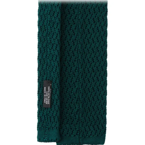 Viola Milano Ties & Bow Ties-- Knitted Zig Zag Pattern Silk Tie - Spring Forest - Handmade in Italy - Luxury Exclusive Collection - Avvenice