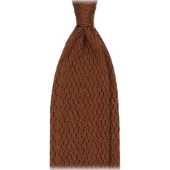 Viola Milano Ties & Bow Ties-- Knitted Zig Zag Pattern Silk Tie - Light Brown - Handmade in Italy - Luxury Exclusive Collection - Avvenice