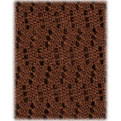 Viola Milano Ties & Bow Ties-- Knitted Zig Zag Pattern Silk Tie - Light Brown - Handmade in Italy - Luxury Exclusive Collection - Avvenice