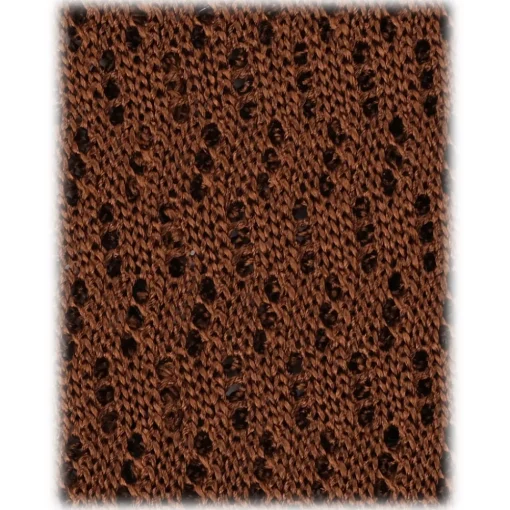 Viola Milano Ties & Bow Ties-- Knitted Zig Zag Pattern Silk Tie - Light Brown - Handmade in Italy - Luxury Exclusive Collection - Avvenice