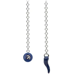 Viola Milano Necklaces-- Lapel Chain in 100% Sterling Silver - Button/Blue Chilli - Handmade in Italy - Luxury Exclusive Collection - Avvenice