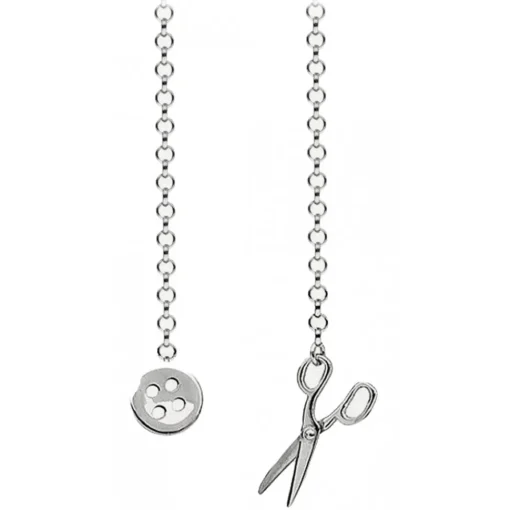 Viola Milano Necklaces-- Lapel Chain in 100% Sterling Silver - Scissor - Handmade in Italy - Luxury Exclusive Collection - Avvenice