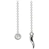 Viola Milano Necklaces-- Lapel Chain in 100% Sterling Silver - Button/Silver Chilli - Handmade in Italy - Luxury Exclusive Collection - Avvenice