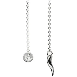 Viola Milano Necklaces-- Lapel Chain in 100% Sterling Silver - Button/Silver Chilli - Handmade in Italy - Luxury Exclusive Collection - Avvenice