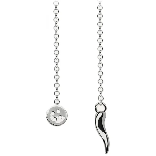 Viola Milano Necklaces-- Lapel Chain in 100% Sterling Silver - Button/Silver Chilli - Handmade in Italy - Luxury Exclusive Collection - Avvenice