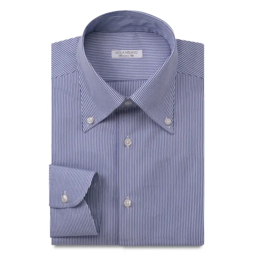 Viola Milano Shirts-- Long Sleeve Shirt - Navy and White - Handmade in Italy - Luxury Exclusive Collection - Avvenice