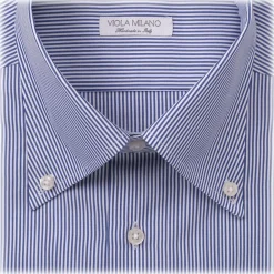 Viola Milano Shirts-- Long Sleeve Shirt - Navy and White - Handmade in Italy - Luxury Exclusive Collection - Avvenice