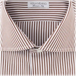 Viola Milano Shirts-- Long Sleeve Shirt - Brown Stripe - Handmade in Italy - Luxury Exclusive Collection - Avvenice
