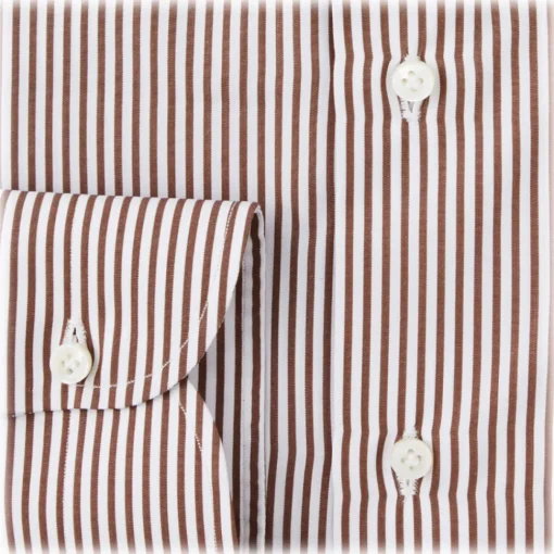 Viola Milano Shirts-- Long Sleeve Shirt - Brown Stripe - Handmade in Italy - Luxury Exclusive Collection - Avvenice