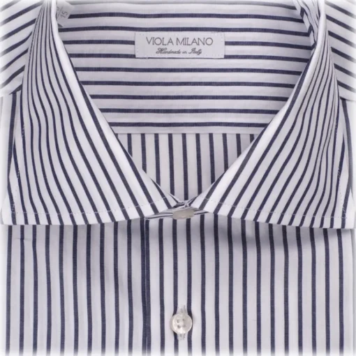 Viola Milano Shirts-- Long Sleeve Shirt - Midnight and White - Handmade in Italy - Luxury Exclusive Collection - Avvenice
