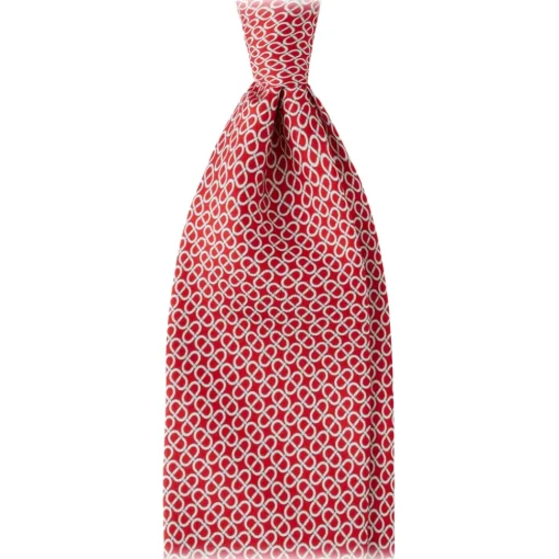 Viola Milano Ties & Bow Ties-- Maillon Selftipped Italian Silk Tie - Red/White - Handmade in Italy - Luxury Exclusive Collection - Avvenice