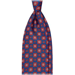 Viola Milano Ties & Bow Ties-- Medallion Floral Selftipped Silk Tie - Blue - Handmade in Italy - Luxury Exclusive Collection - Avvenice