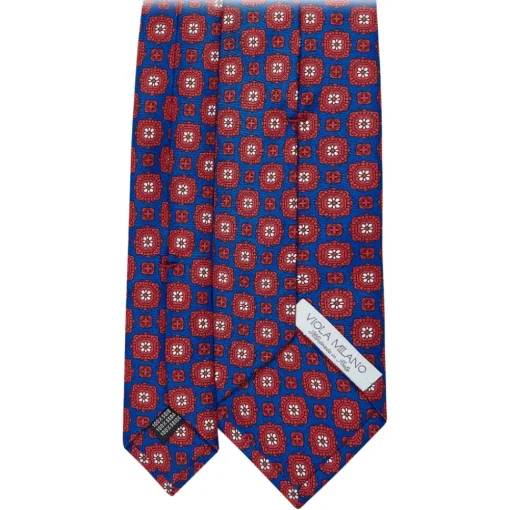 Viola Milano Ties & Bow Ties-- Medallion Floral Selftipped Silk Tie - Blue - Handmade in Italy - Luxury Exclusive Collection - Avvenice